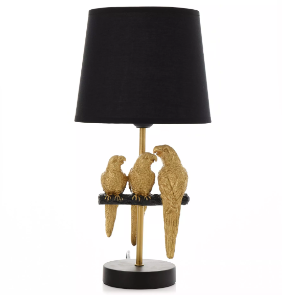 3 Gold Parrots table lamp 40 cm high