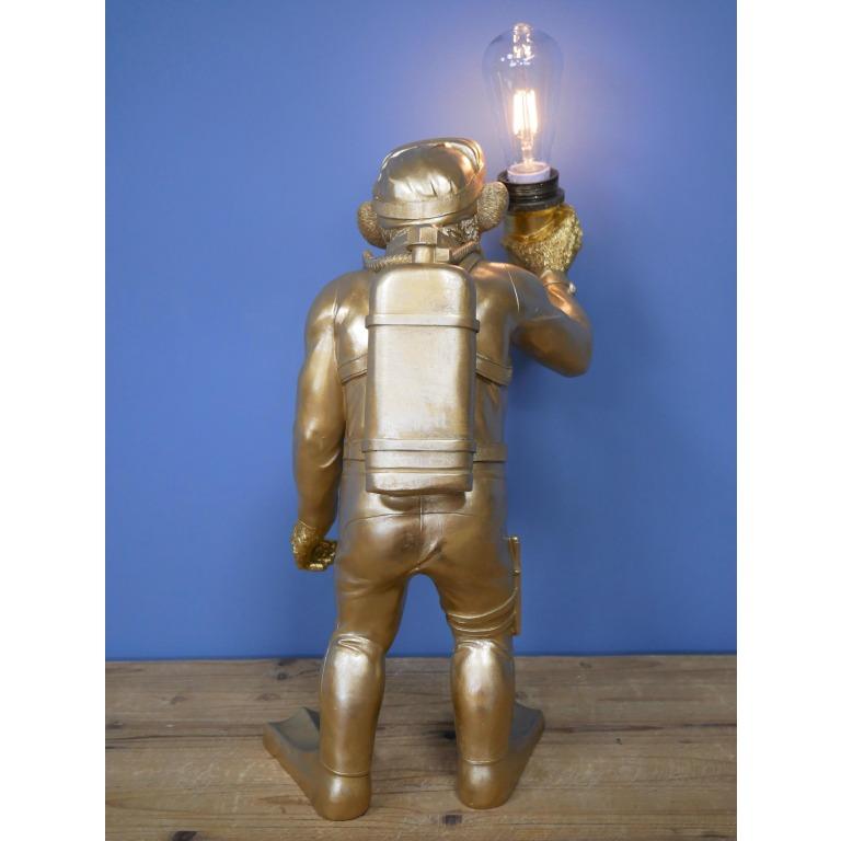 Scuba Steve Gold Monkey Holding a Light Bulb 57cm high