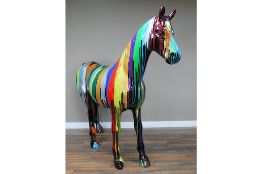 Stunning extra large multi coloured horse ornament, life size horse ornament