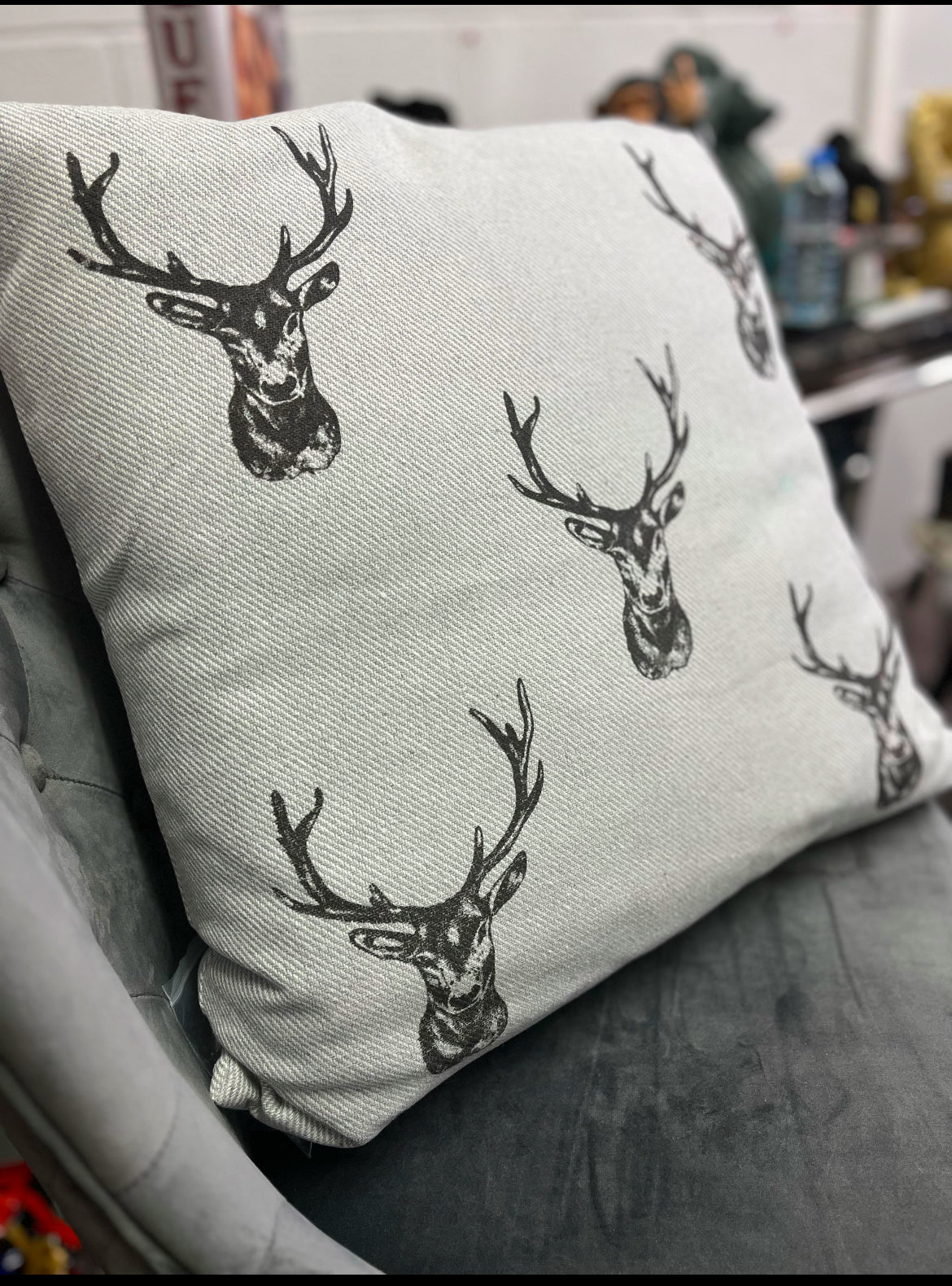 Pale Grey Stag Cushion 50x50cm