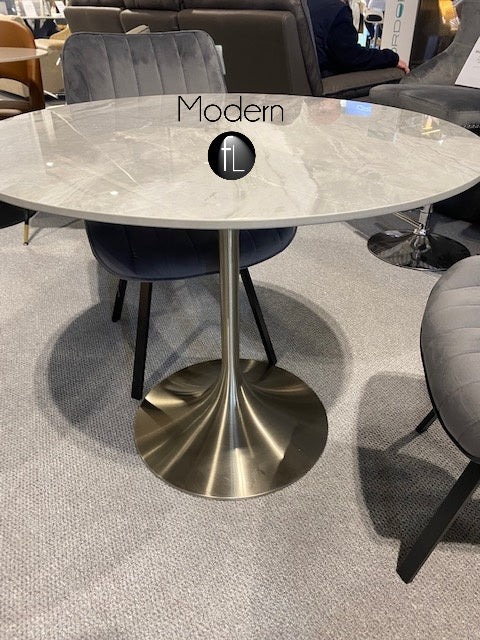 Grey ceramic round dining table 90 cm, round grey ceramic dining table