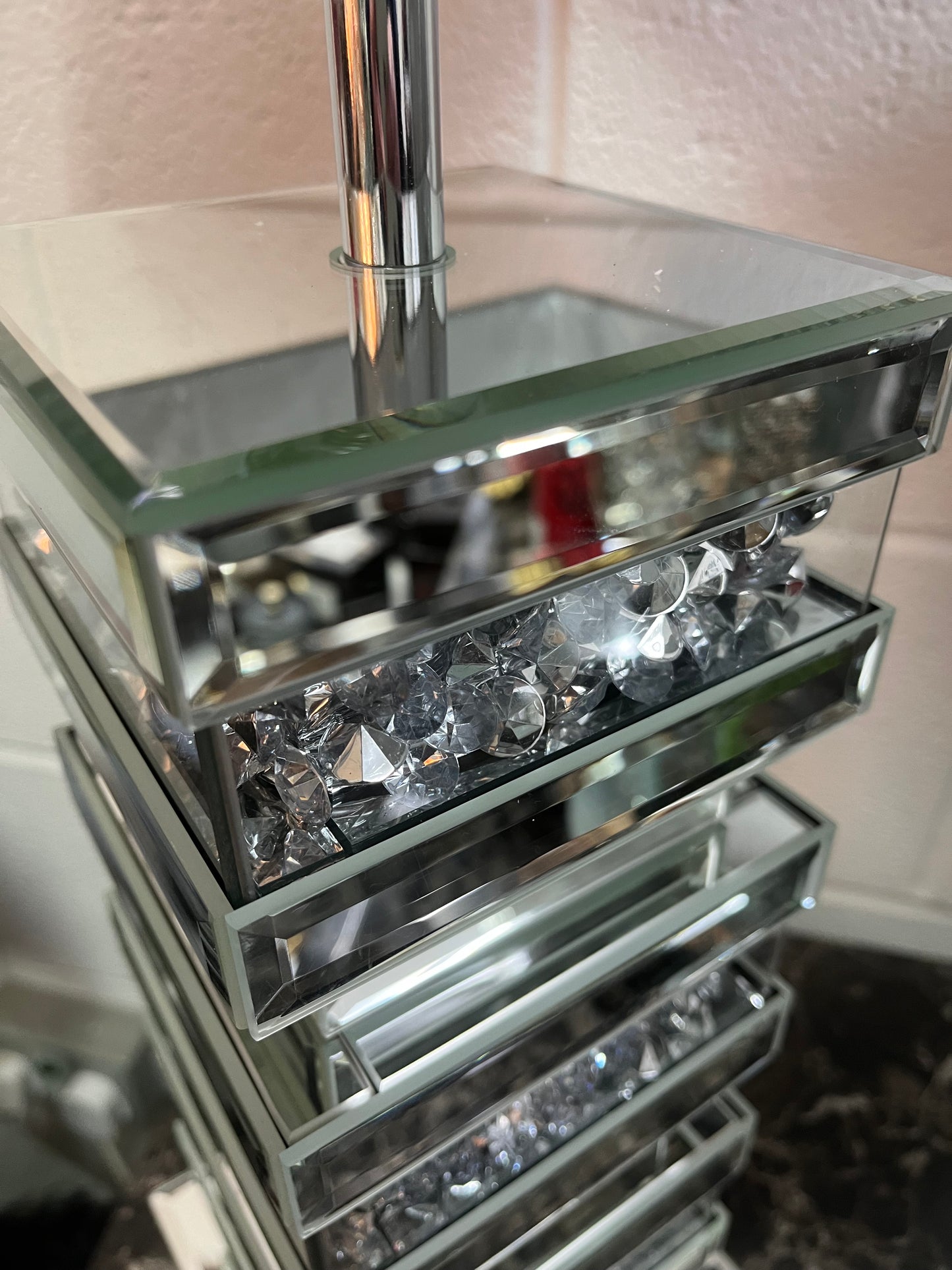 Luxury Crushed Diamond Mirror table lamp, Glitz Bling sparkle mirrored lamp