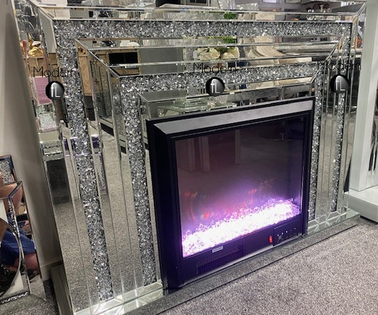 Crushed Crystal Fireplace with Electric Fire, stunning diamond fire place