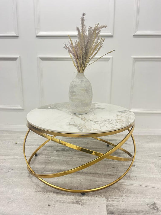 Gold Spiro Coffee Table With Sintered Stone Top