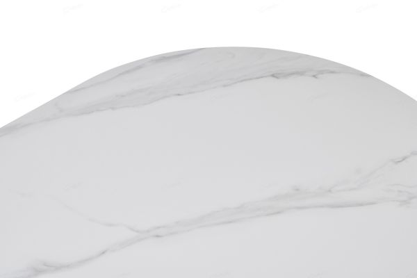 2m Oval Dining Table Black & White Sintered stone, Wood base 200cm wide