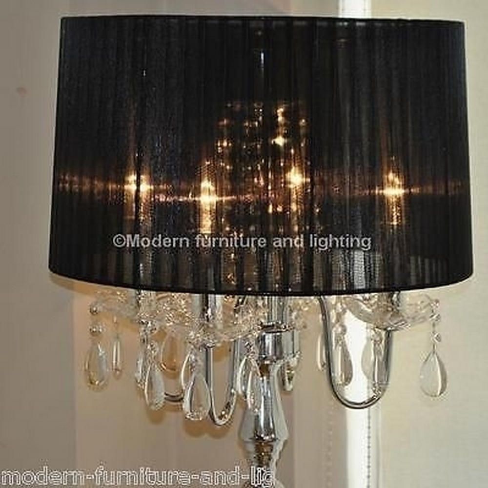 Beaumont crystal droplet 4 light floor lamp black shade