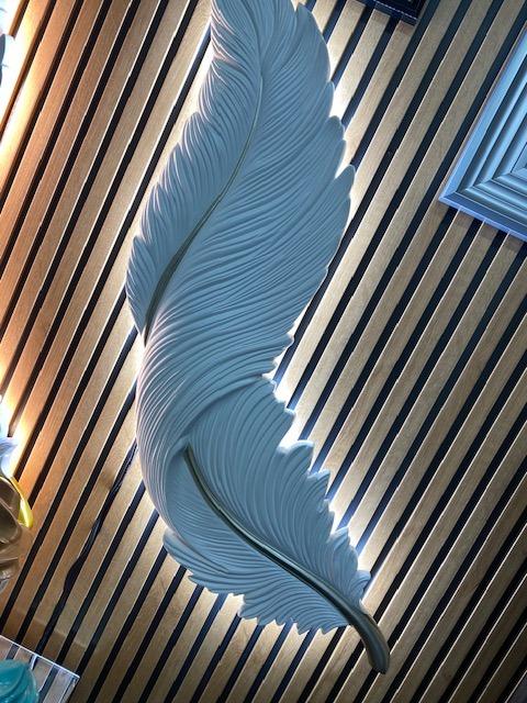 Feather Wall Light Decor with LED 100cm long, choice of colour stem