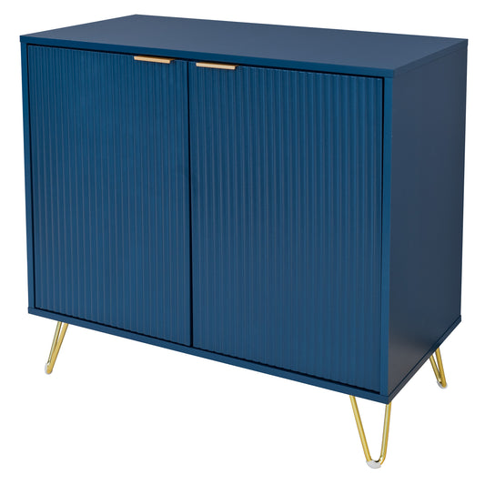 80cm wide Blue 2 door sideboard, Blue sideboard with Gold metal legs