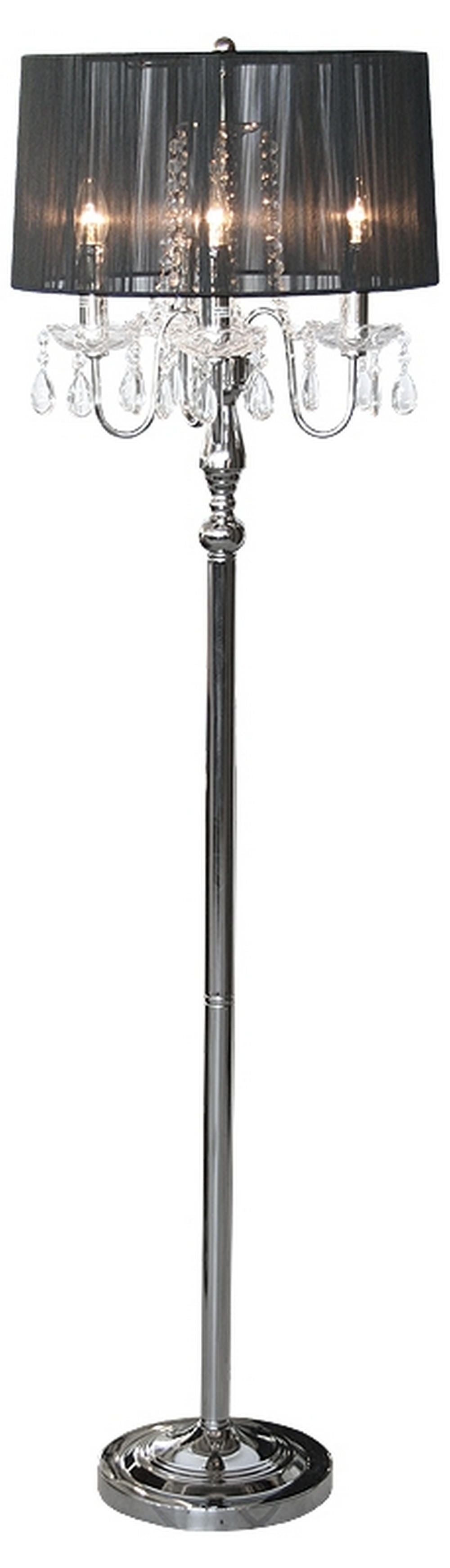 Beaumont crystal droplet 4 light floor lamp black shade
