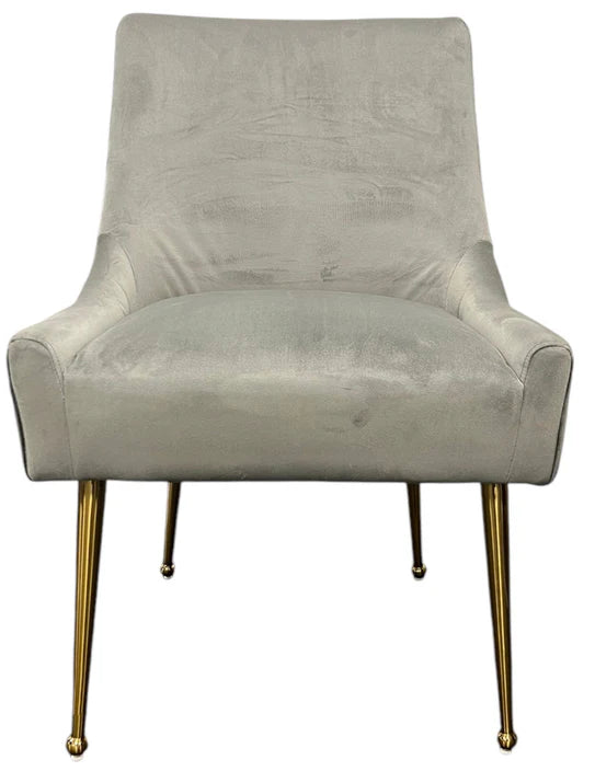 Milan Dining Chair Grey Ribbed back with Gold leg