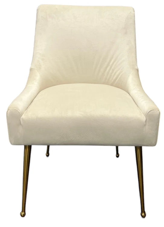 Milan Dining Chair Ivory Ribbed back with Gold leg