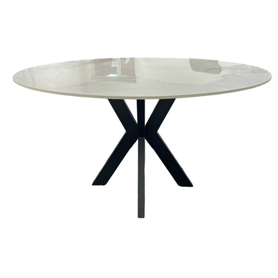 Milan Ceramic 130cm Round Dining Table Black leg