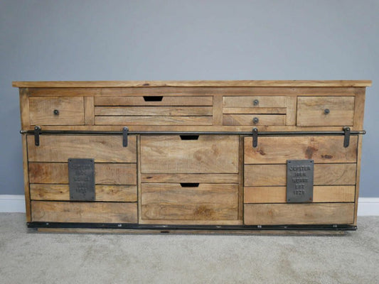 Large Wooden Sideboard Industrial Rustic Style Large Cabinet 179 cm Wide