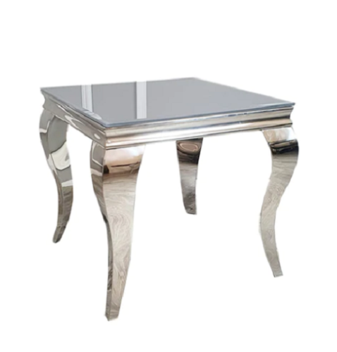 Louis Side Table with Grey Glass Top, Louis glass telephone table 60 x 60 cm