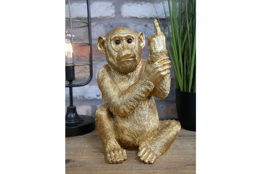 Cheeky Monkey Ornament, Gesture Monkey 30 cm high Gold Ornament