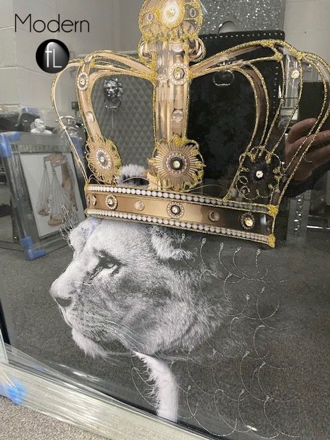 Large King Lion head and Queen Lioness mirror pictures 90x90