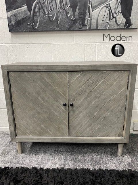 Weathered soft grey wood 2 door sideboard, grey wood 2 door rustic cabinet