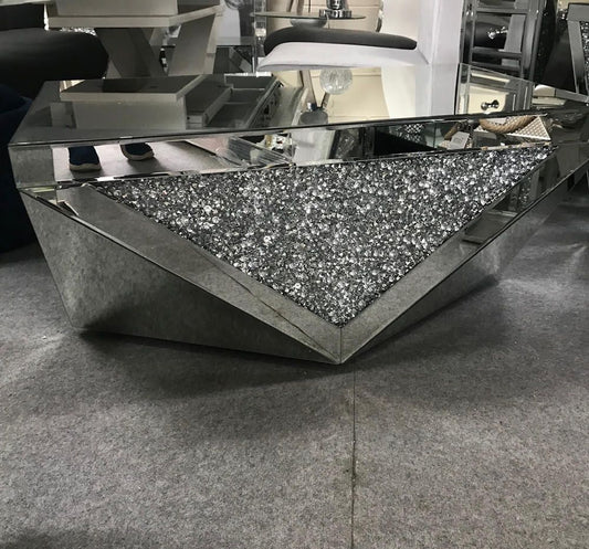 crushed crystal glitz coffee table with V Centre