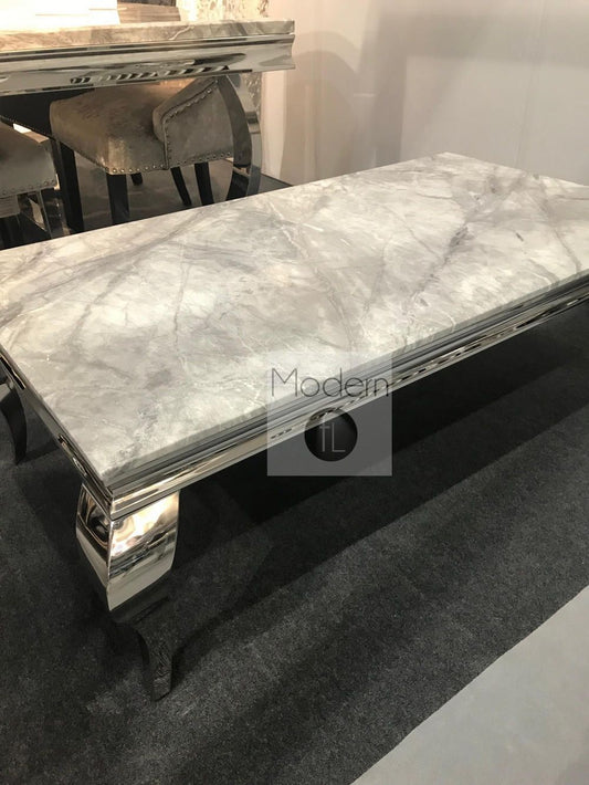 Louis Marble Coffee Table Chrome Curved Leg