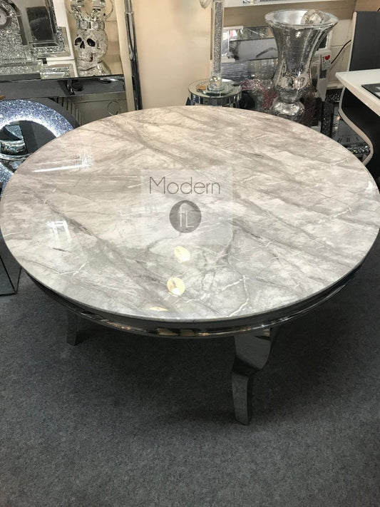 Louis Round Dining Table with marble top and Chrome Leg