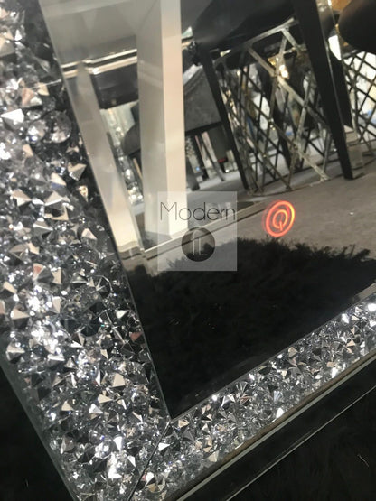 100 x 70 Crushed Crystal LED wall mirror