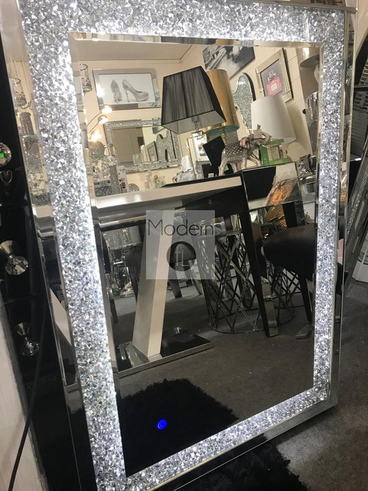120 x 80 Crushed Crystal LED wall mirror