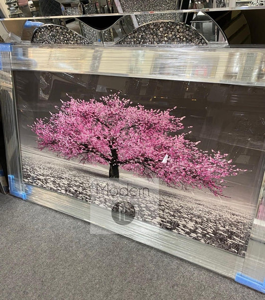 Stunning blossom tree glitter art picture mirror frame
