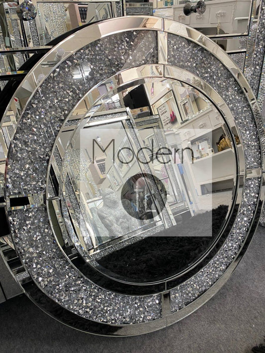Luxury crushed diamond round wall mirror 80cm