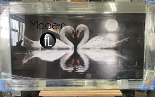 Large Loving Swan Picture with glitter in choice of frame