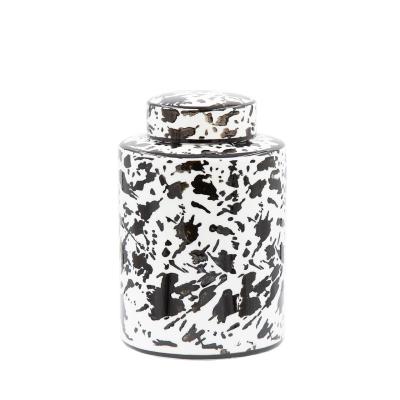 Ceramic Black & white abstract decorative Jar 20cm high