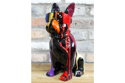 Multi Colour oil painted dog ornament with cool shades