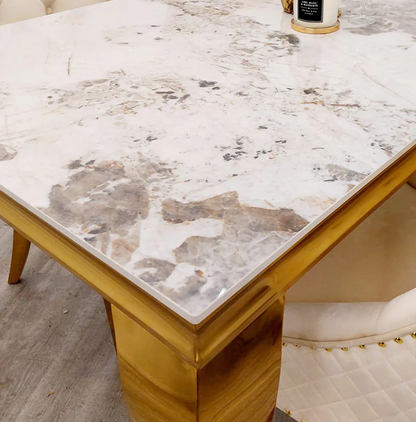 Louis dining table with Pandora marble top, 1.0 Metre square stunning dining table