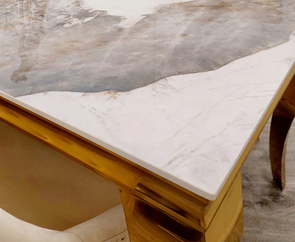 Louis dining table with Pandora marble top, 1.0 Metre square stunning dining table