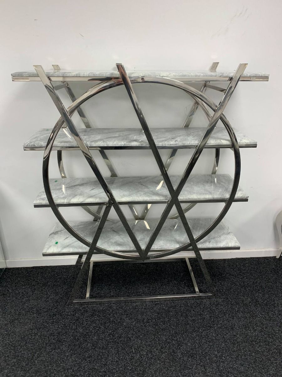 Art Deco Grey Marble Display Bookshelf, 150 cm high display shelving unit