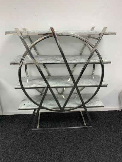 Art Deco Grey Marble Display Bookshelf, 150 cm high display shelving unit