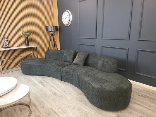 3 Seater Curved Sofa, Curved Cinema Boucle 3 Seater Sofa