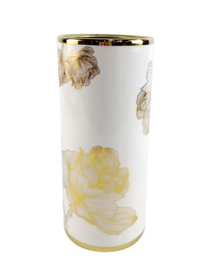 Ceramic white and gold flower decorative vase 31cm high