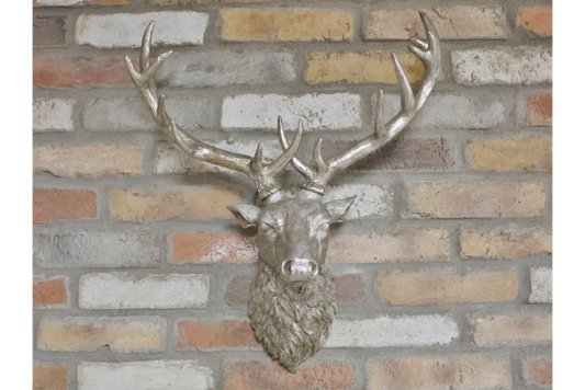 Silver Stag Head Wall Ornament