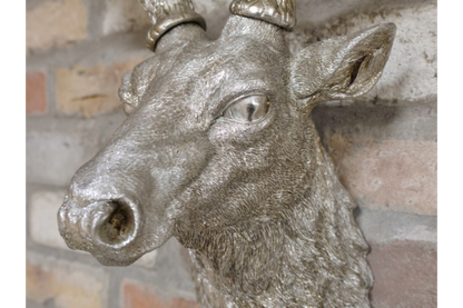 Silver Stag Head Wall Ornament