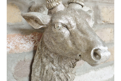 Silver Stag Head Wall Ornament