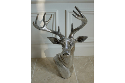 Stunning Silver Stag Head Ornament 65cm high