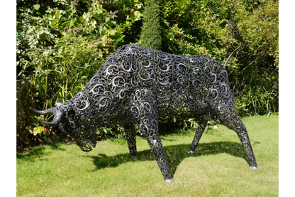 Large Bull Statue 145cm high Metal Garden Ornament