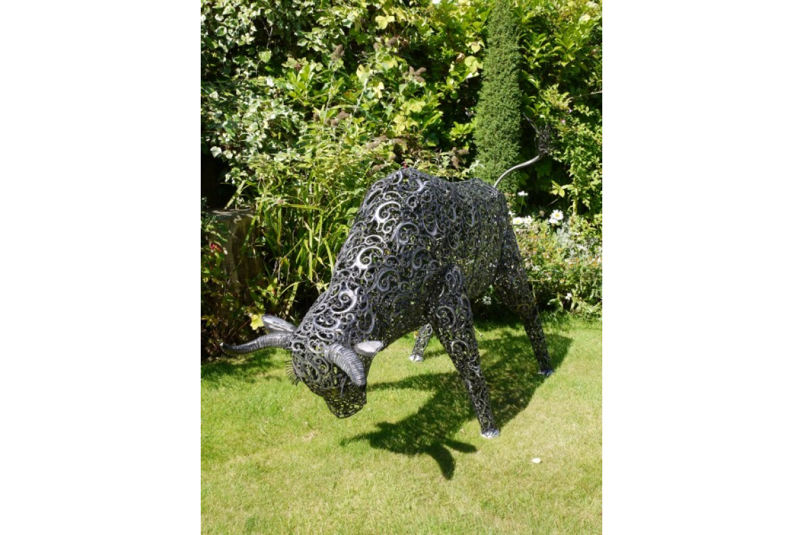 Large Bull Statue 145cm high Metal Garden Ornament