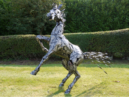 Large Rearing Horse Statue 125cm high Metal Garden Ornament