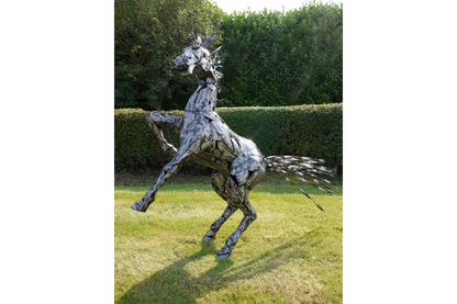 Large Rearing Horse Statue 125cm high Metal Garden Ornament