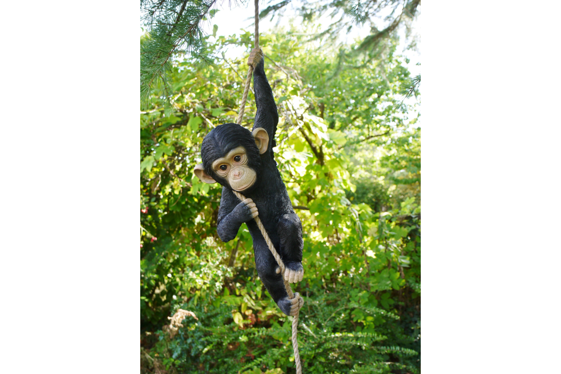 Hanging Monkey Garden ornament, Monkey outdoor swinging ornament