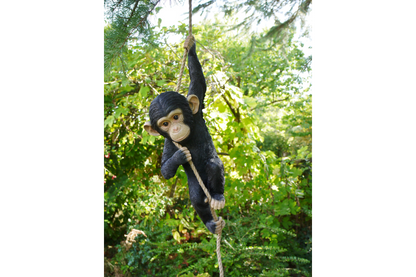 Hanging Monkey Garden ornament, Monkey outdoor swinging ornament