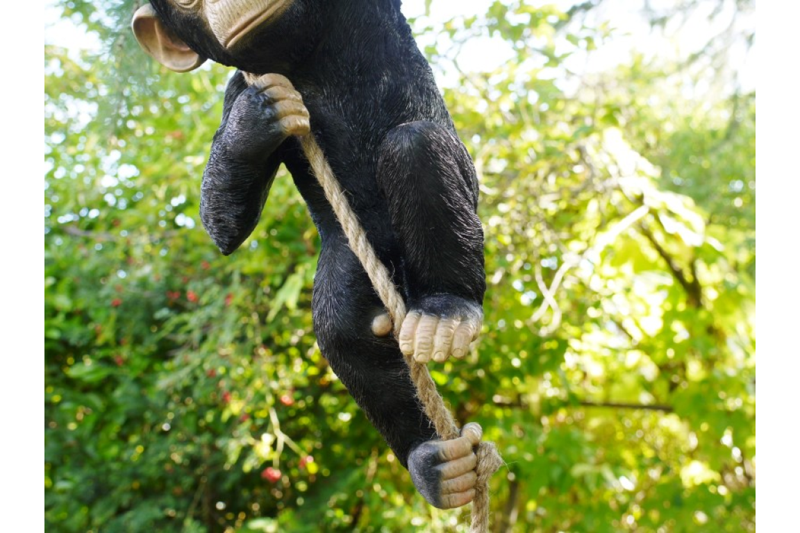 Hanging Monkey Garden ornament, Monkey outdoor swinging ornament