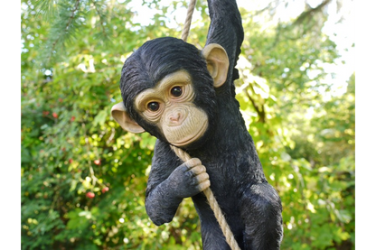 Hanging Monkey Garden ornament, Monkey outdoor swinging ornament