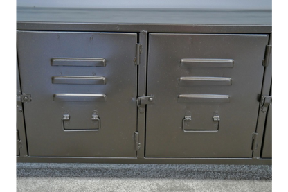 Industrial Locker style low cabinet, dark metal industrial cabinet 120 cm wide